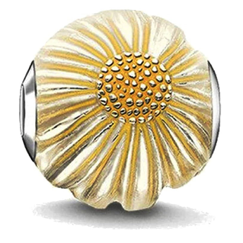 Yellow Sunflower Ball Sterling Silver Dangle Pendant Bead Charm - Bolenvi Pandora Disney Chamilia Jewelry 