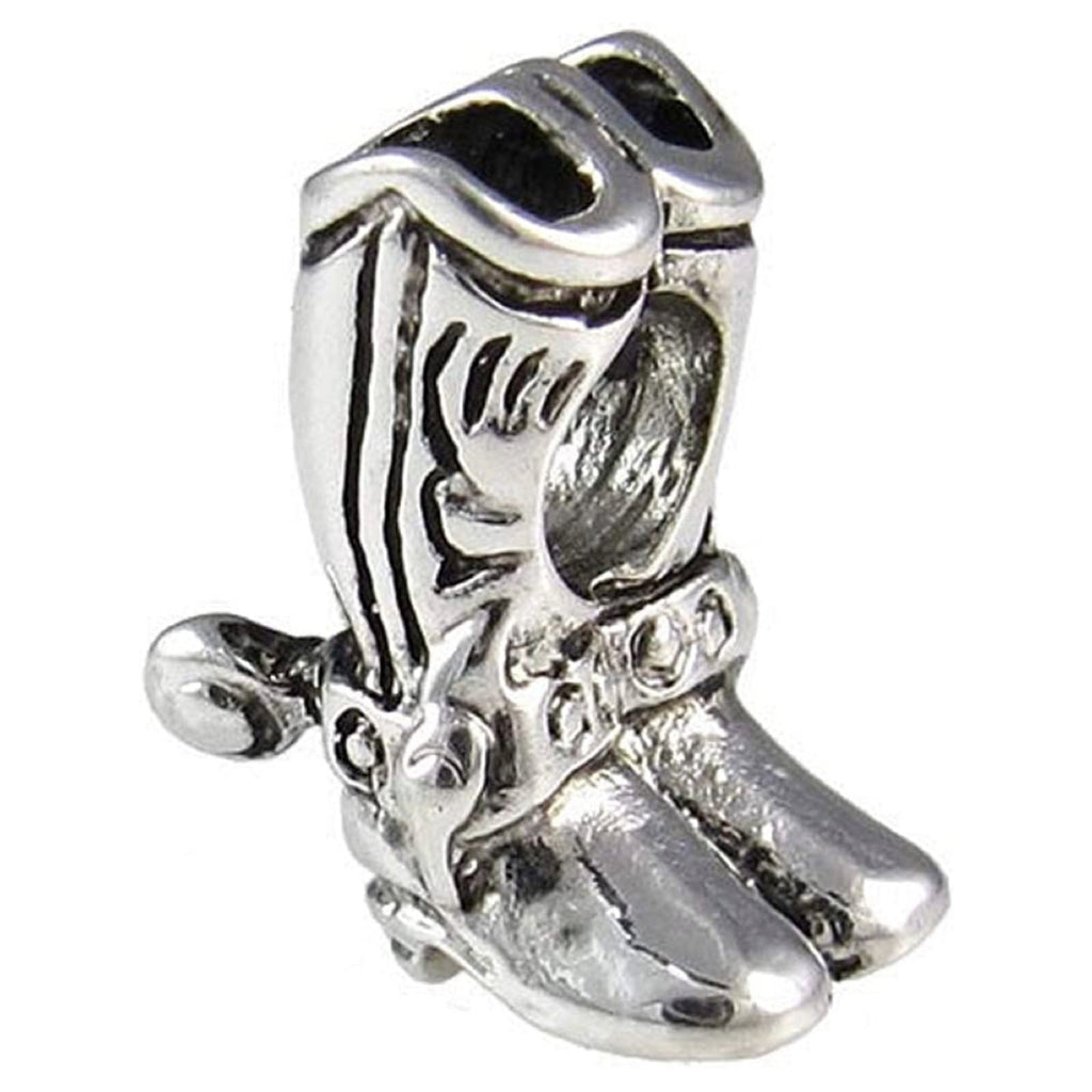 Cowboy Boots Farmer Sterling Silver Dangle Pendant Bead Charm - Bolenvi Pandora Disney Chamilia Jewelry 