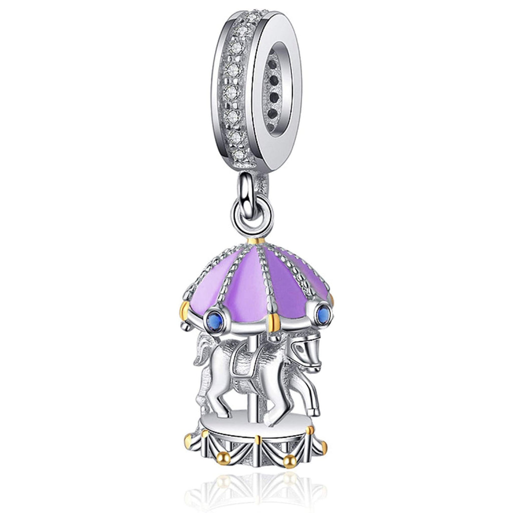 Horse Carousel Merry Go Round Sterling Silver Dangle Pendant Bead Charm - Bolenvi Pandora Disney Chamilia Cartier Tiffany Charm Bead Bracelet Jewelry 