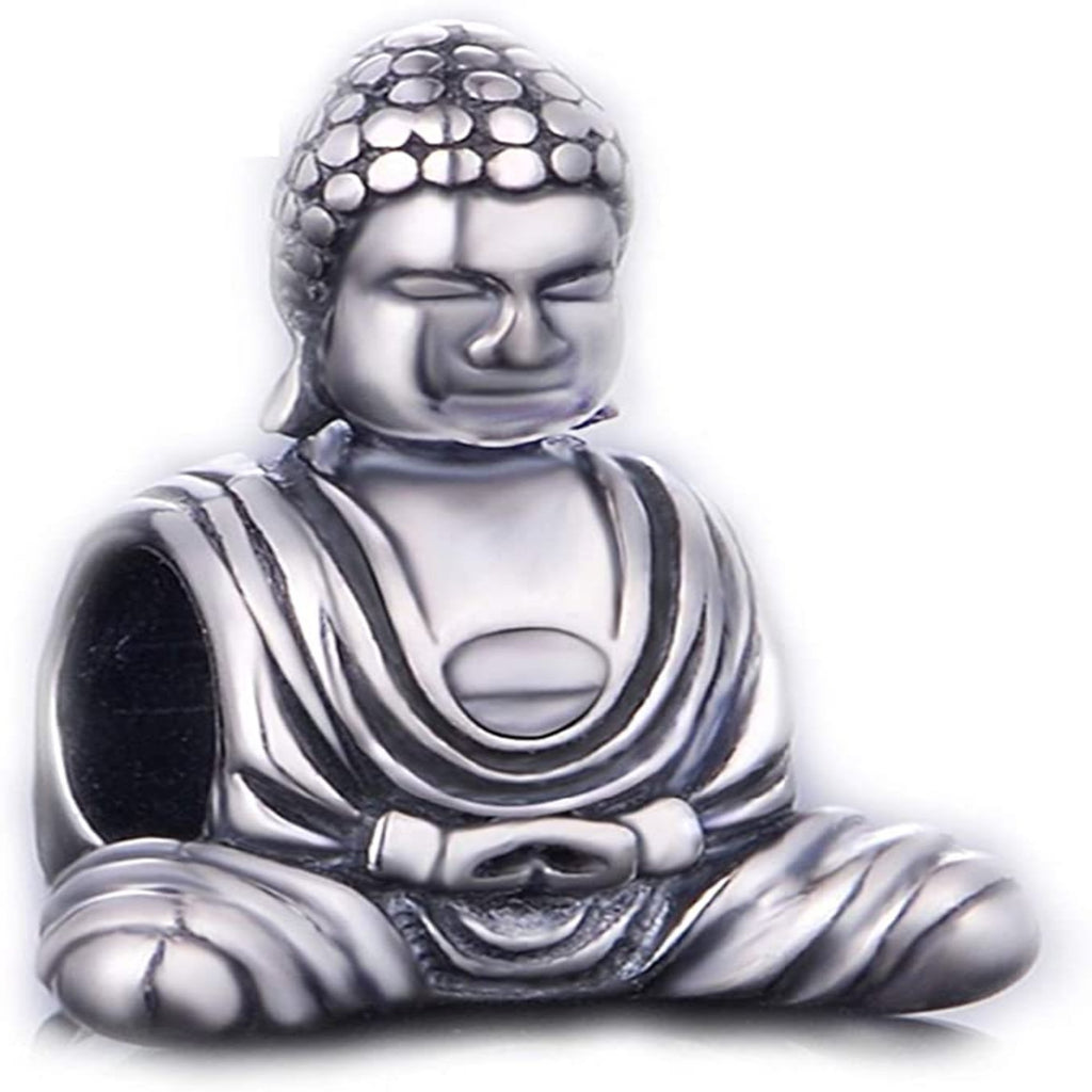 Buddha Mediating Sterling Silver Bead Charm - Bolenvi Pandora Disney Chamilia Cartier Tiffany Charm Bead Bracelet Jewelry 