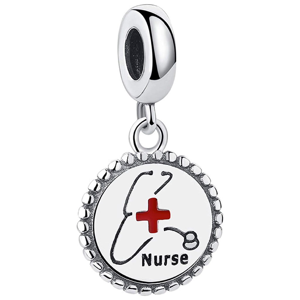 Nurse Stethoscope Sterling Silver Pendant Bead Charm - Bolenvi Pandora Disney Chamilia Cartier Tiffany Charm Bead Bracelet Jewelry 