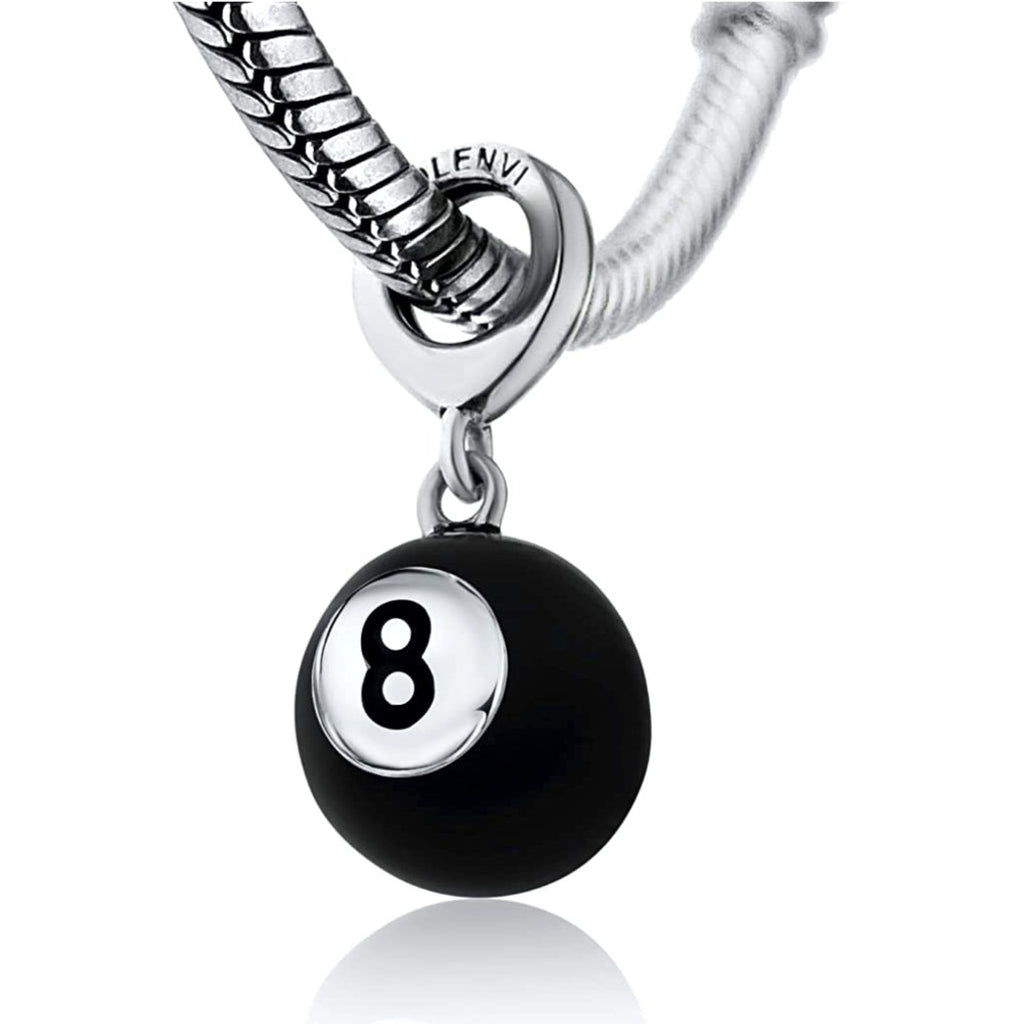 Billiard Pool Tables Magic 8 Ball Sterling Silver Dangle Pendant Bead Charm - Bolenvi Pandora Disney Chamilia Jewelry 