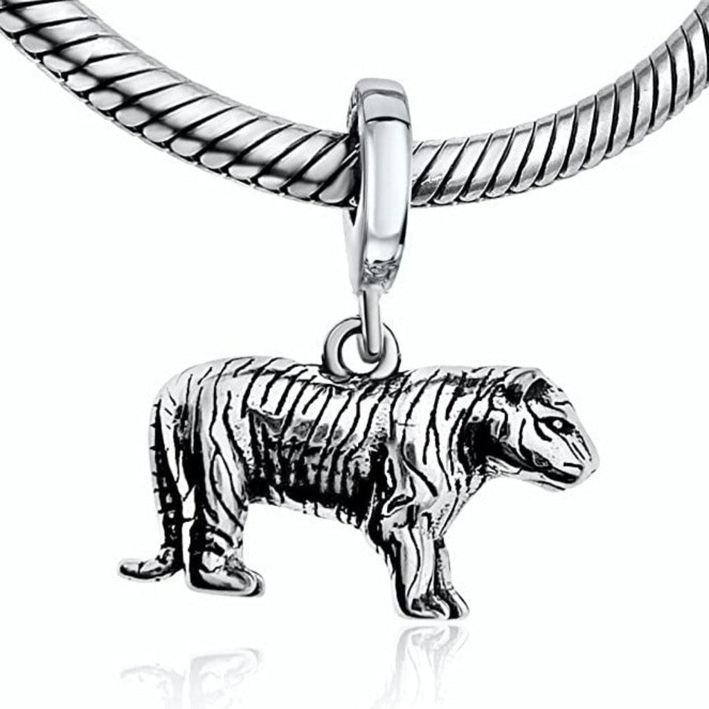 Bengal Tiger Big Cat Sterling Silver Dangle Pendant Bead Charm - Bolenvi Pandora Disney Chamilia Cartier Tiffany Charm Bead Bracelet Jewelry 