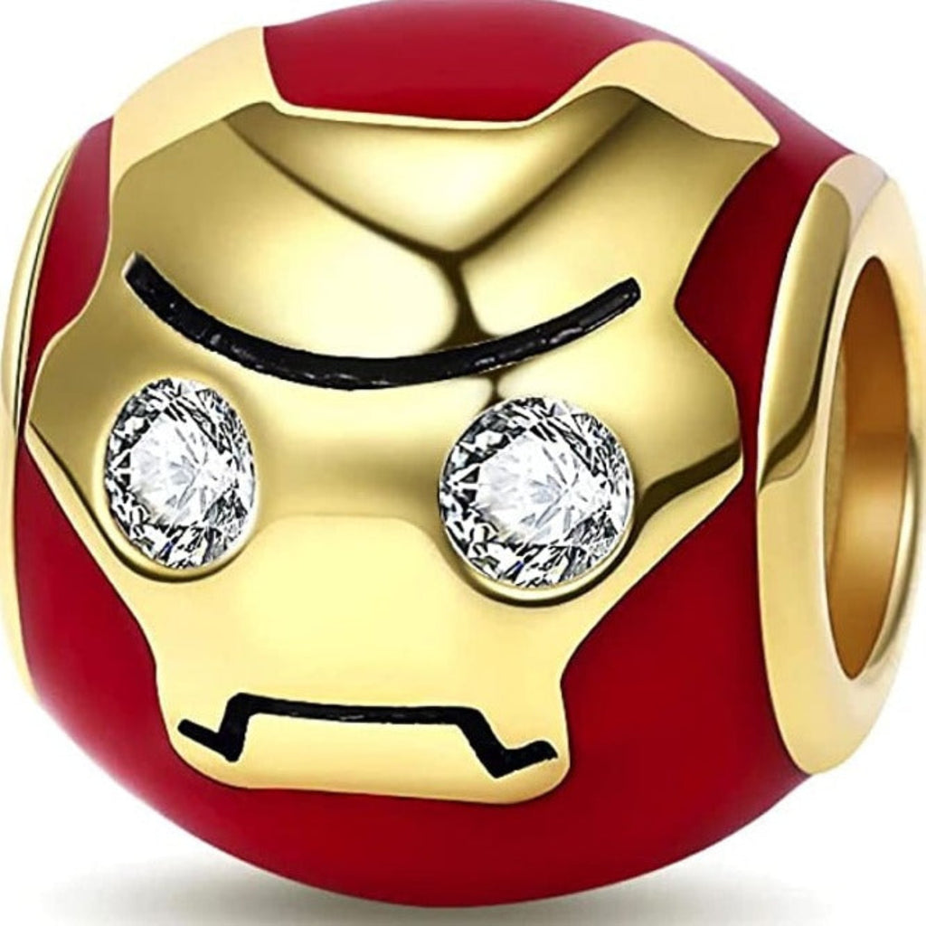 Iron Man Ironman Sterling Silver Bead Charm - Bolenvi Pandora Disney Chamilia Cartier Tiffany Charm Bead Bracelet Jewelry 