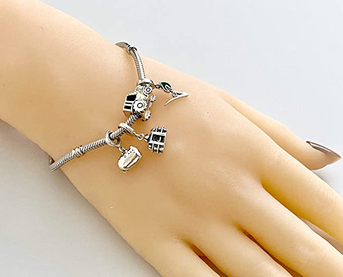 Farm Tractor Sterling Silver Bead Charm - Bolenvi Pandora Disney Chamilia Cartier Tiffany Charm Bead Bracelet Jewelry 