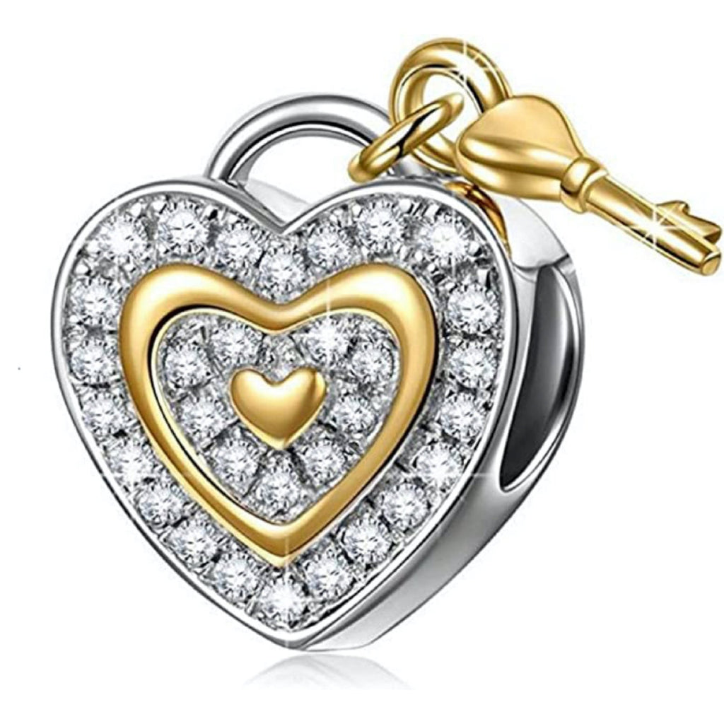 Key To My Heart Love Sterling Silver Bead Charm - Bolenvi Pandora Disney Chamilia Cartier Tiffany Charm Bead Bracelet Jewelry 