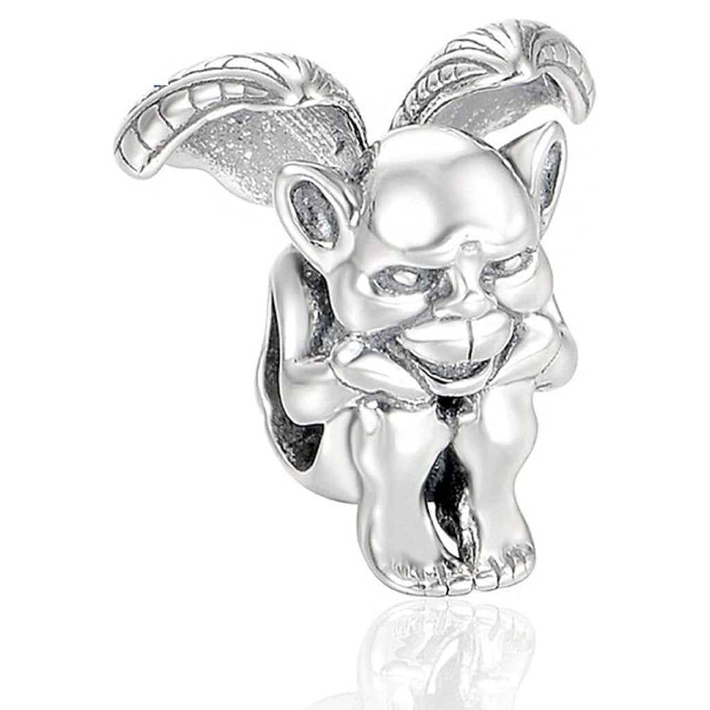 Gargoyle Sterling Silver Bead Charm - Bolenvi Pandora Disney Chamilia Cartier Tiffany Charm Bead Bracelet Jewelry 