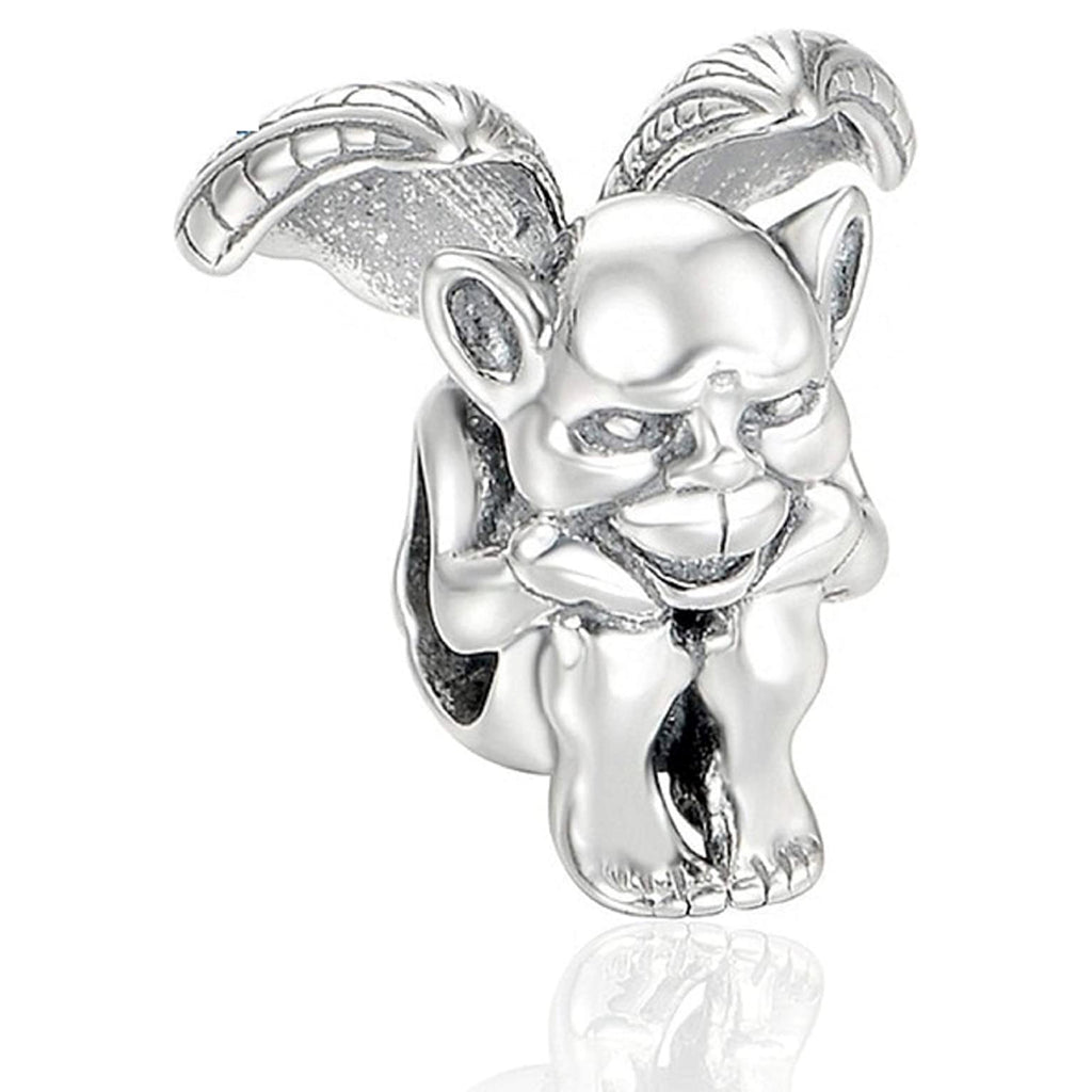 Gargoyle Sterling Silver Bead Charm - Bolenvi Pandora Disney Chamilia Cartier Tiffany Charm Bead Bracelet Jewelry 