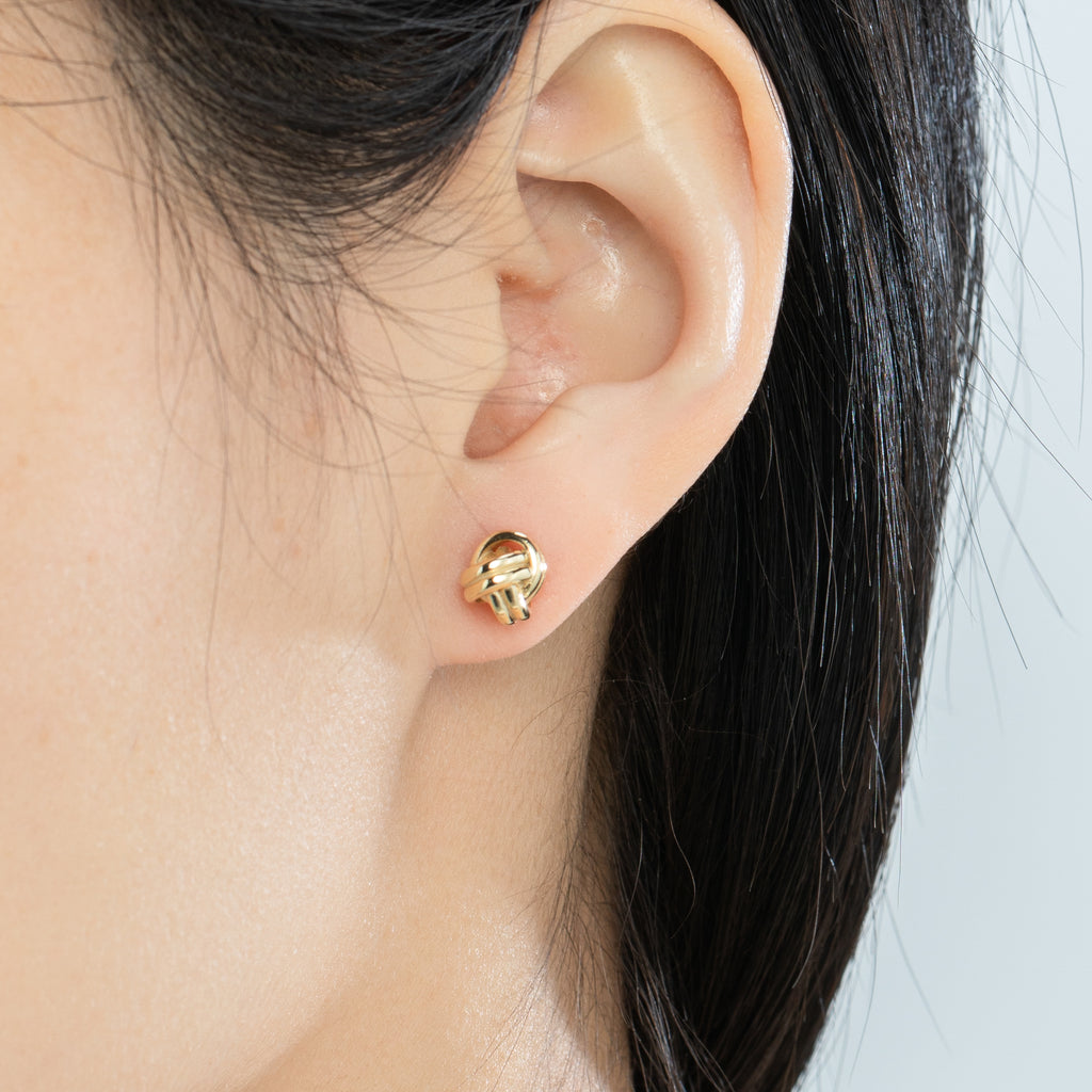 Classic Gold Eternity Love Knot Stud Earrings - Bolenvi Pandora Disney Chamilia Jewelry 