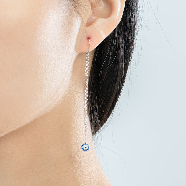 Crystal Pave Evil Eye Riviere Statement Drop Earrings - Bolenvi Pandora Disney Chamilia Jewelry 