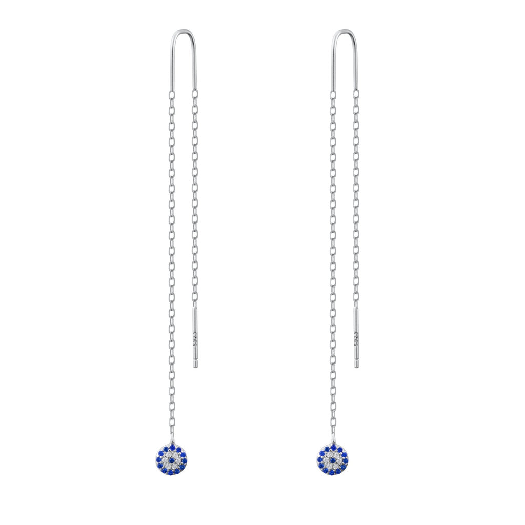 Crystal Pave Evil Eye Riviere Statement Drop Earrings - Bolenvi Pandora Disney Chamilia Jewelry 