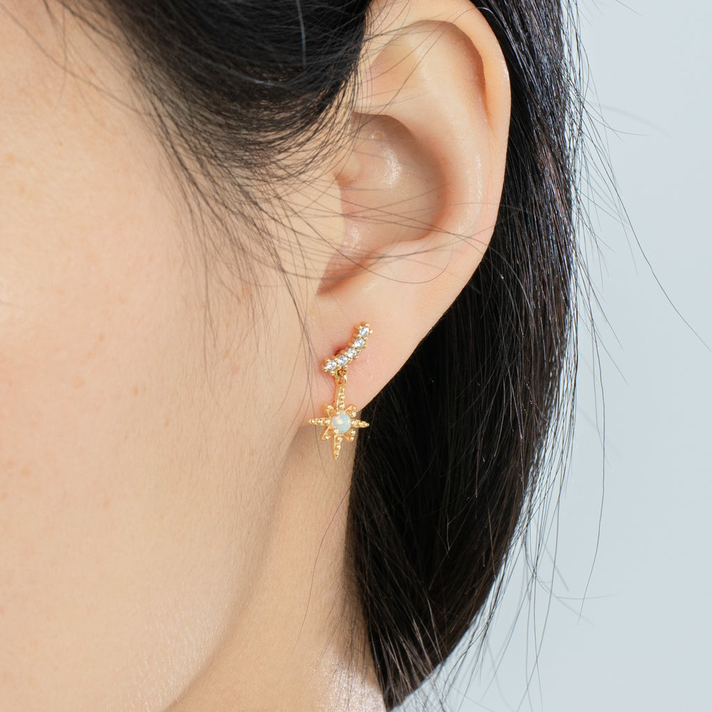 Starry Night Opal Crystal Pave Dangle Hoop Earrings - Bolenvi Pandora Disney Chamilia Jewelry 