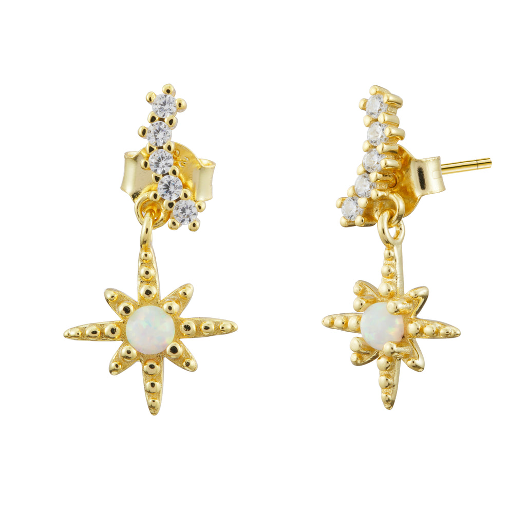 Starry Night Opal Crystal Pave Dangle Hoop Earrings - Bolenvi Pandora Disney Chamilia Jewelry 