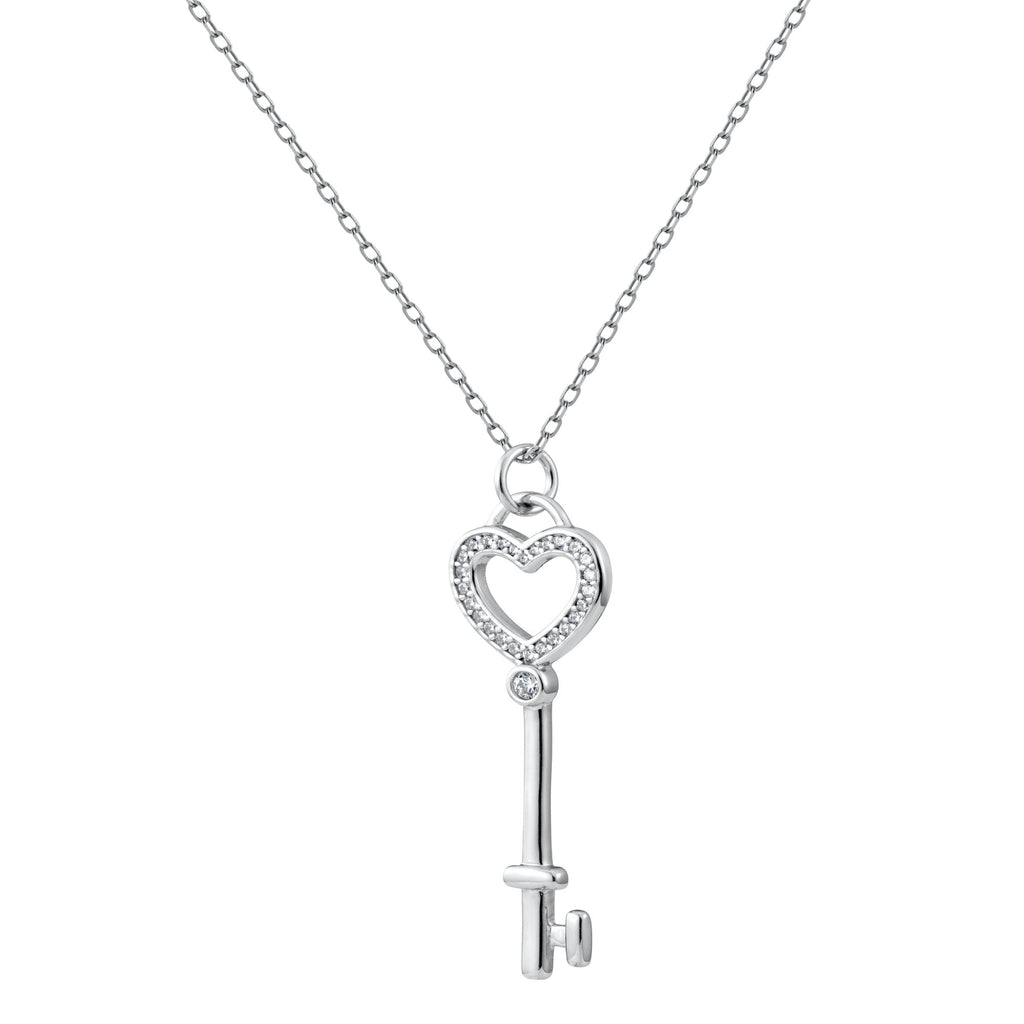 Crystal Pave Key To My Heart Chain Necklace - Bolenvi Pandora Disney Chamilia Jewelry 