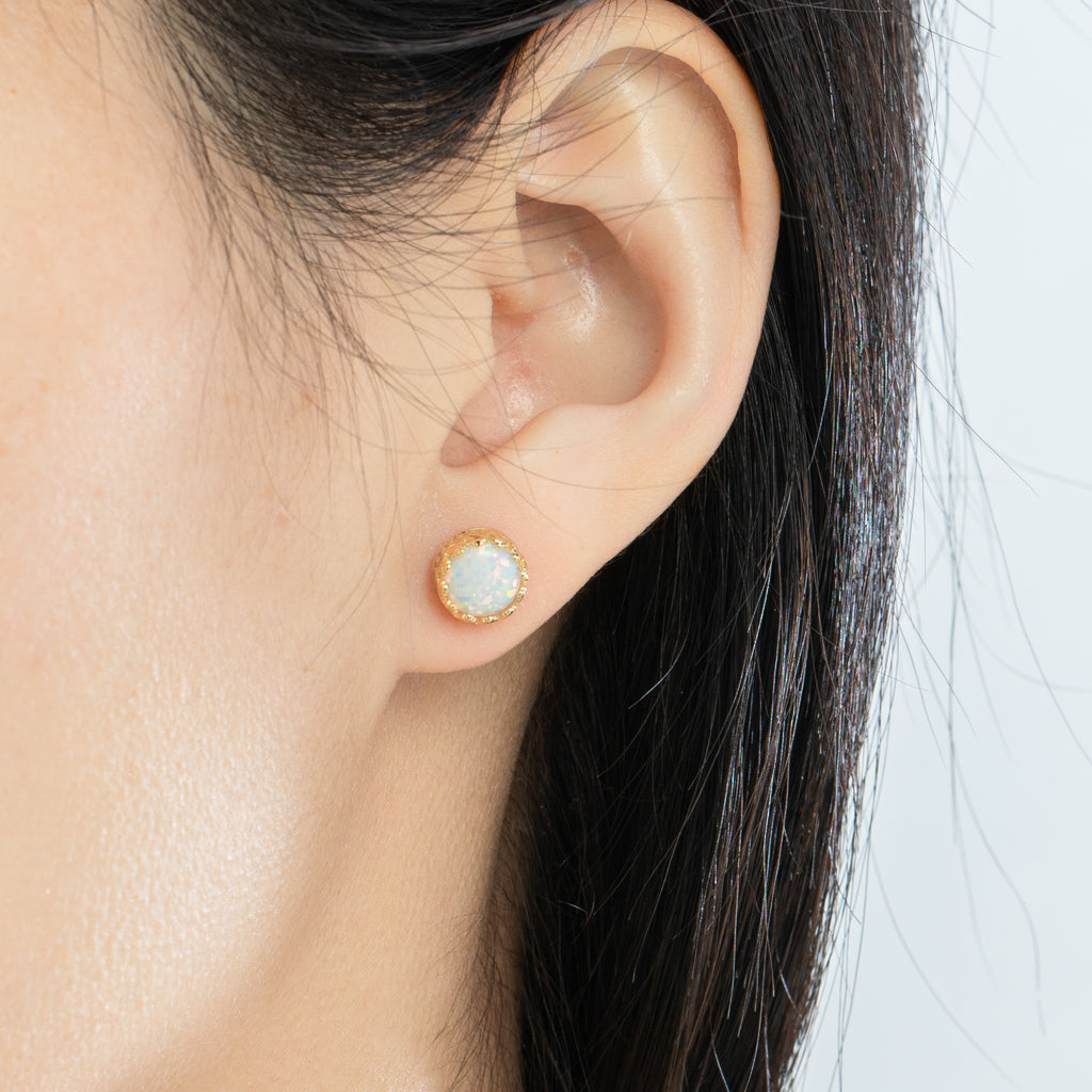 Golden Crowned Opal Stud Earrings Crystal Pave Stud Earrings - Bolenvi Pandora Disney Chamilia Jewelry 