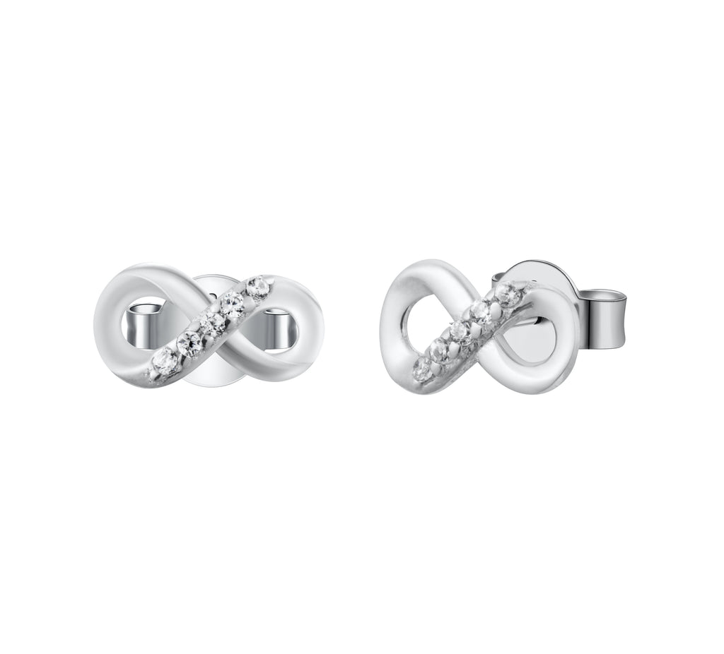 Infinity Love Crystal Pave Stud Earrings - Bolenvi Pandora Disney Chamilia Jewelry 