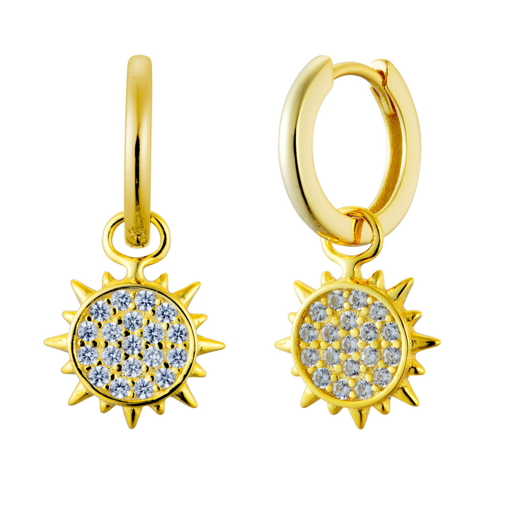 Crystal Sun Celestial Hoop Earrings - Bolenvi Pandora Disney Chamilia Jewelry 