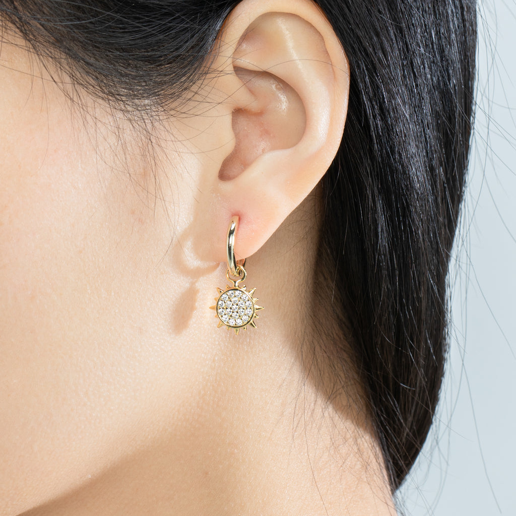 Crystal Sun Celestial Hoop Earrings - Bolenvi Pandora Disney Chamilia Jewelry 