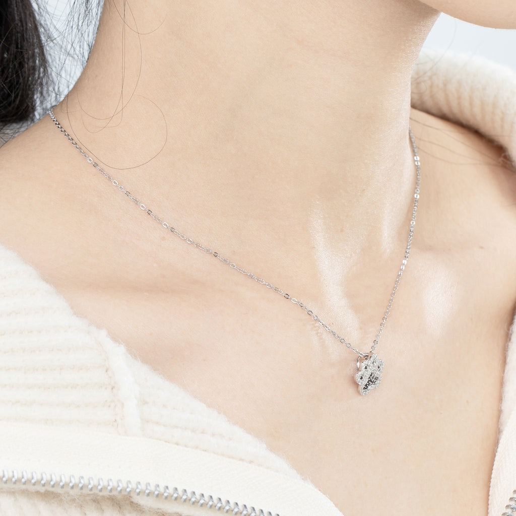 Crystal Pave Puppy Paw Dog Love Necklace - Bolenvi Pandora Disney Chamilia Jewelry 