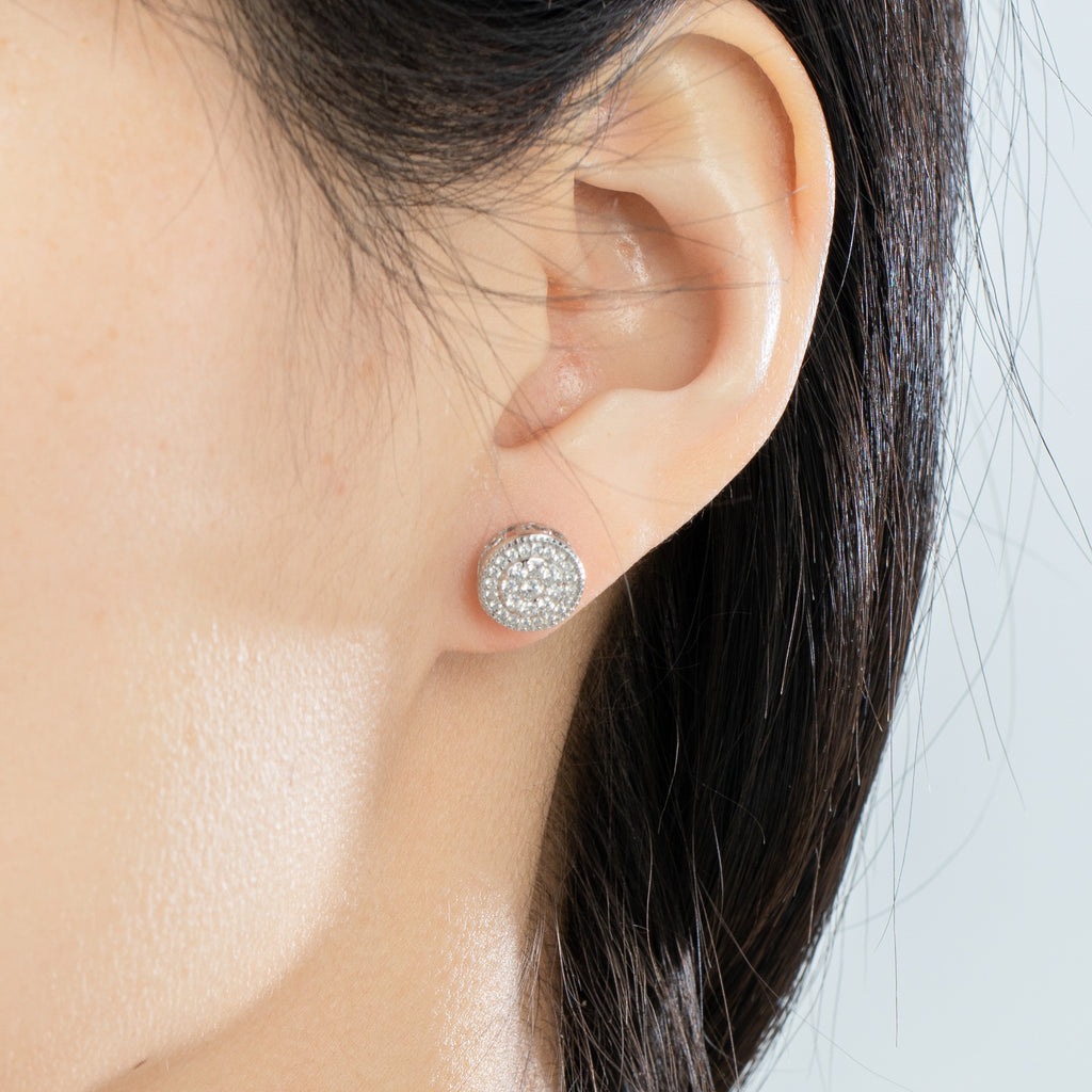 Sparkling Halo Victorian Crystal Pave Stud Earrings - Bolenvi Pandora Disney Chamilia Jewelry 