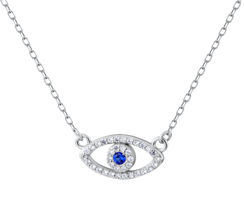 Crystal Pave Evil Eye Chain Choker Necklace - Bolenvi Pandora Disney Chamilia Jewelry 