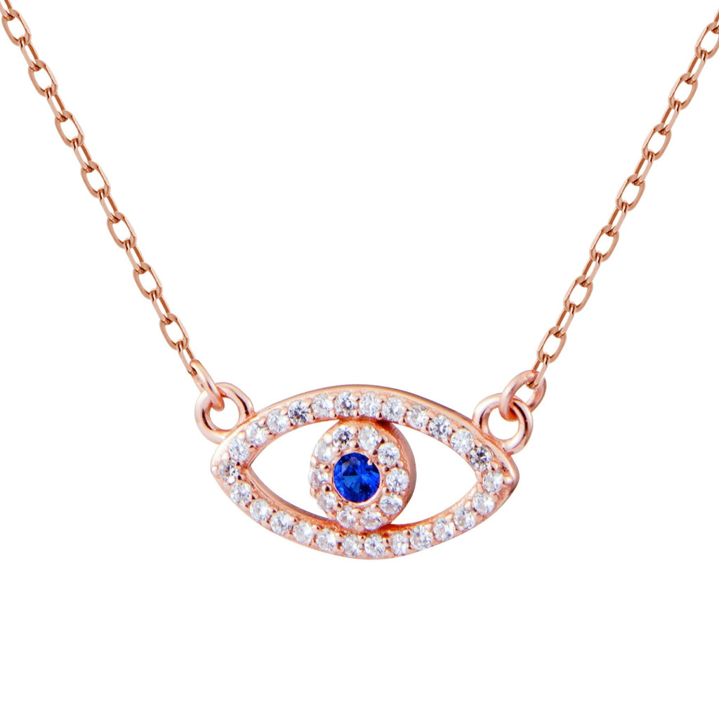 Crystal Pave Evil Eye Chain Choker Necklace - Bolenvi Pandora Disney Chamilia Jewelry 