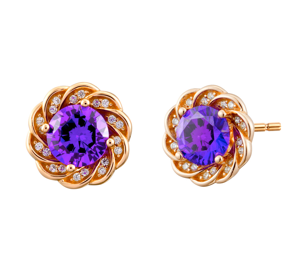 Victorian Amethyst Crystal Pave Stud Earrings - Bolenvi Pandora Disney Chamilia Jewelry 