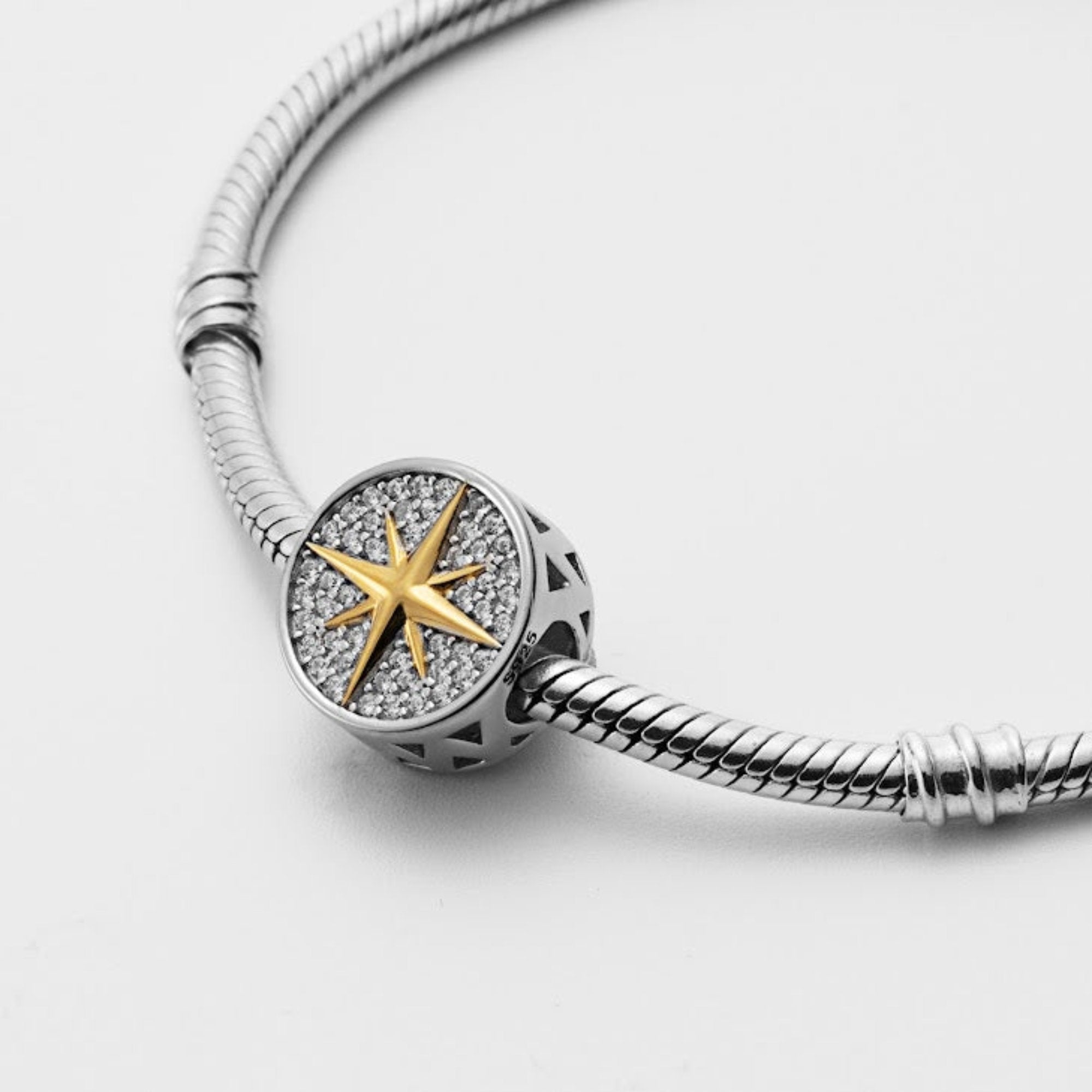 Bead compass gold, Sterling Silver