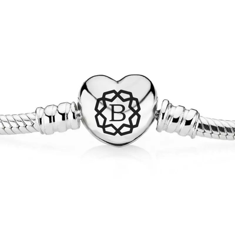 Silver Heart Clasp Snake Chain Bead Charm Bracelet - Bolenvi Pandora Disney Chamilia Jewelry 