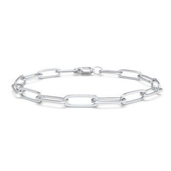 Silver Paperclip Link Charm Bracelet - Bolenvi Pandora Disney Chamilia Cartier Tiffany Charm Bead Bracelet Jewelry 