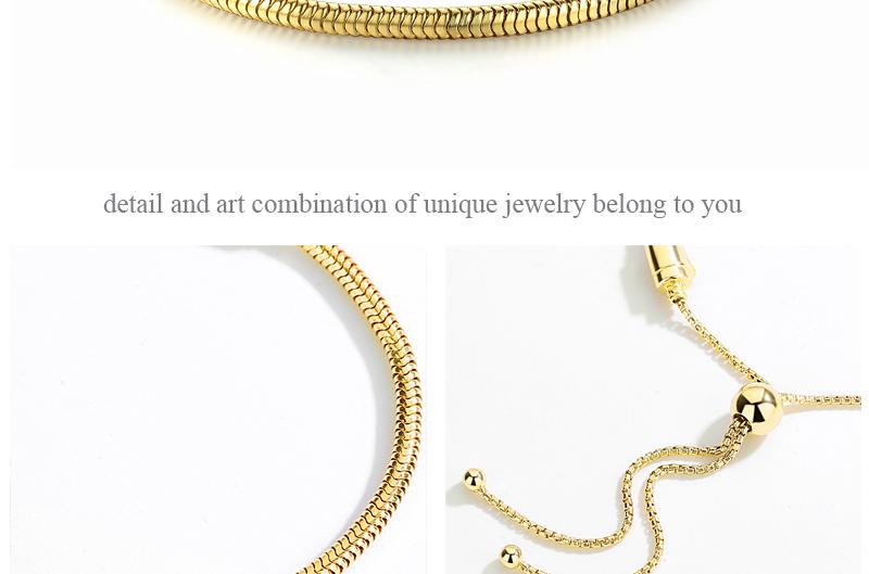 Adjustable Yellow Gold Snake Chain Sterling Silver Bead Charm Bracelet - Bolenvi Pandora Disney Chamilia Jewelry 