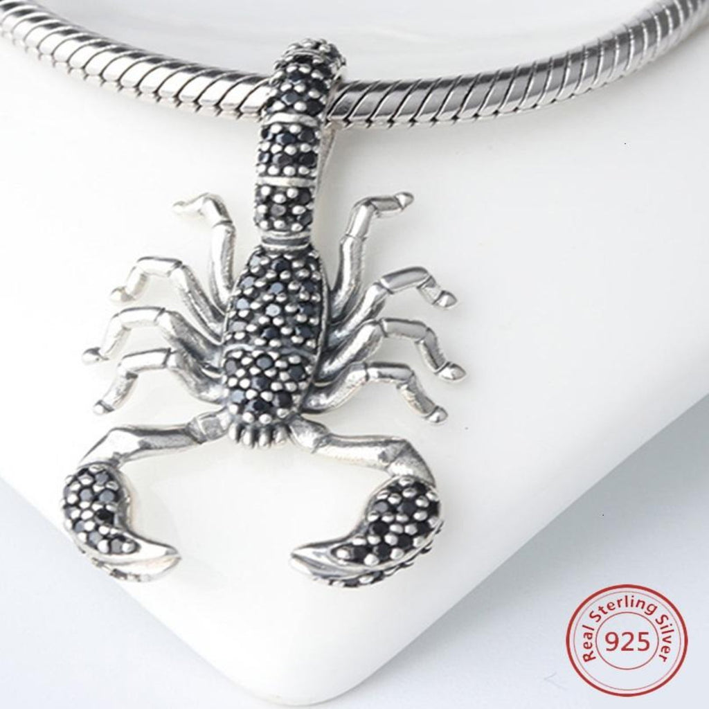 Black Pave Scorpion Sterling Silver Dangle Pendant Bead Charm - Bolenvi Pandora Disney Chamilia Jewelry 