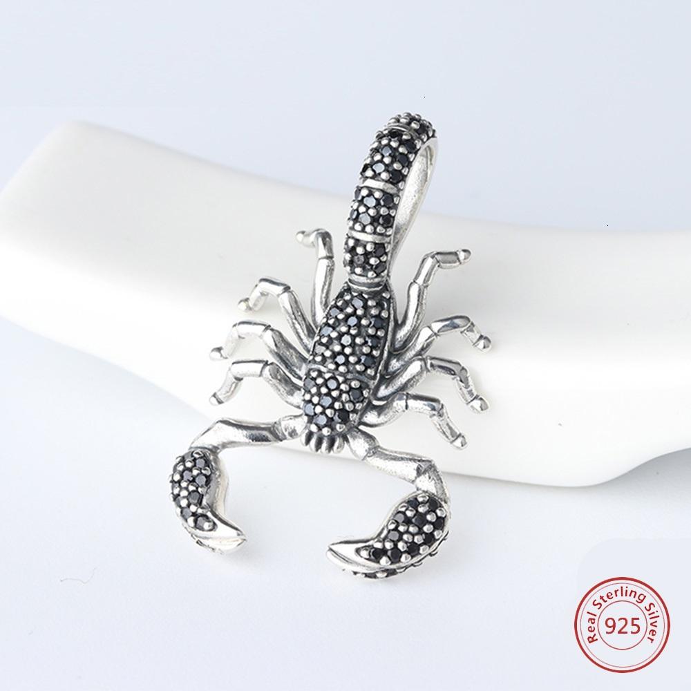 Black Pave Scorpion Sterling Silver Dangle Pendant Bead Charm - Bolenvi Pandora Disney Chamilia Jewelry 