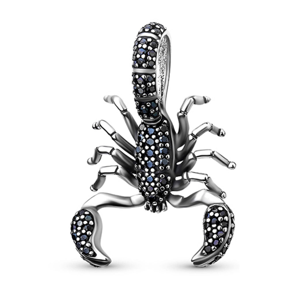 Black Pave Scorpion Sterling Silver Dangle Pendant Bead Charm - Bolenvi Pandora Disney Chamilia Jewelry 