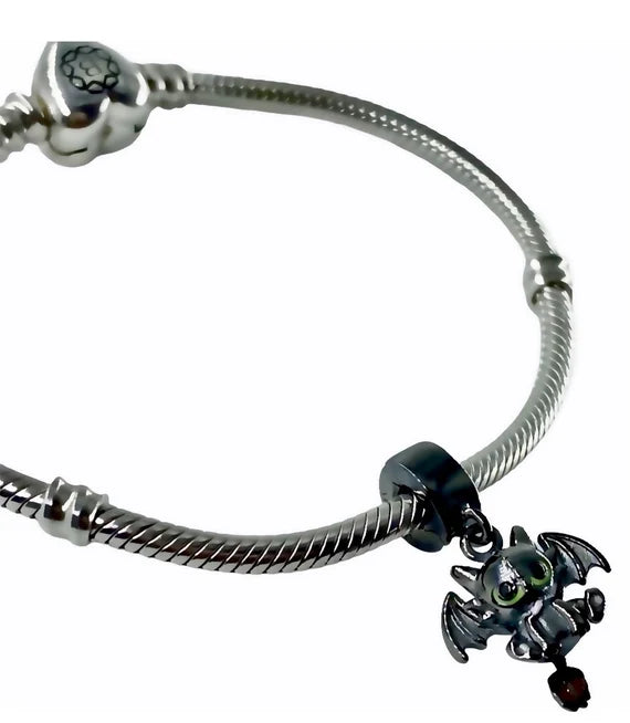 Toothless Dragon Sterling Silver Dangle Pendant Bead Charm - Bolenvi Pandora Disney Chamilia Jewelry 