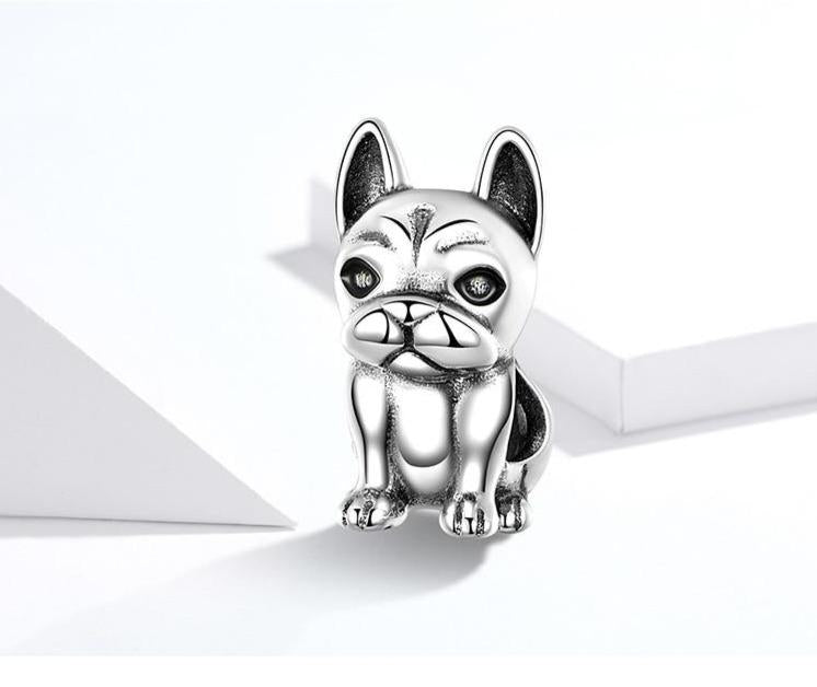 Sitting French Bulldog Dog Sterling Silver Dangle Pendant Bead Charm - Bolenvi Pandora Disney Chamilia Jewelry 