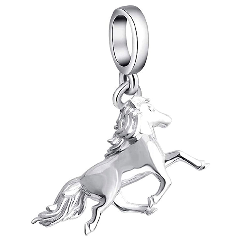 Mustang Horse Sterling Silver Dangle Pendant Bead Charm - Bolenvi Pandora Disney Chamilia Cartier Tiffany Charm Bead Bracelet Jewelry 