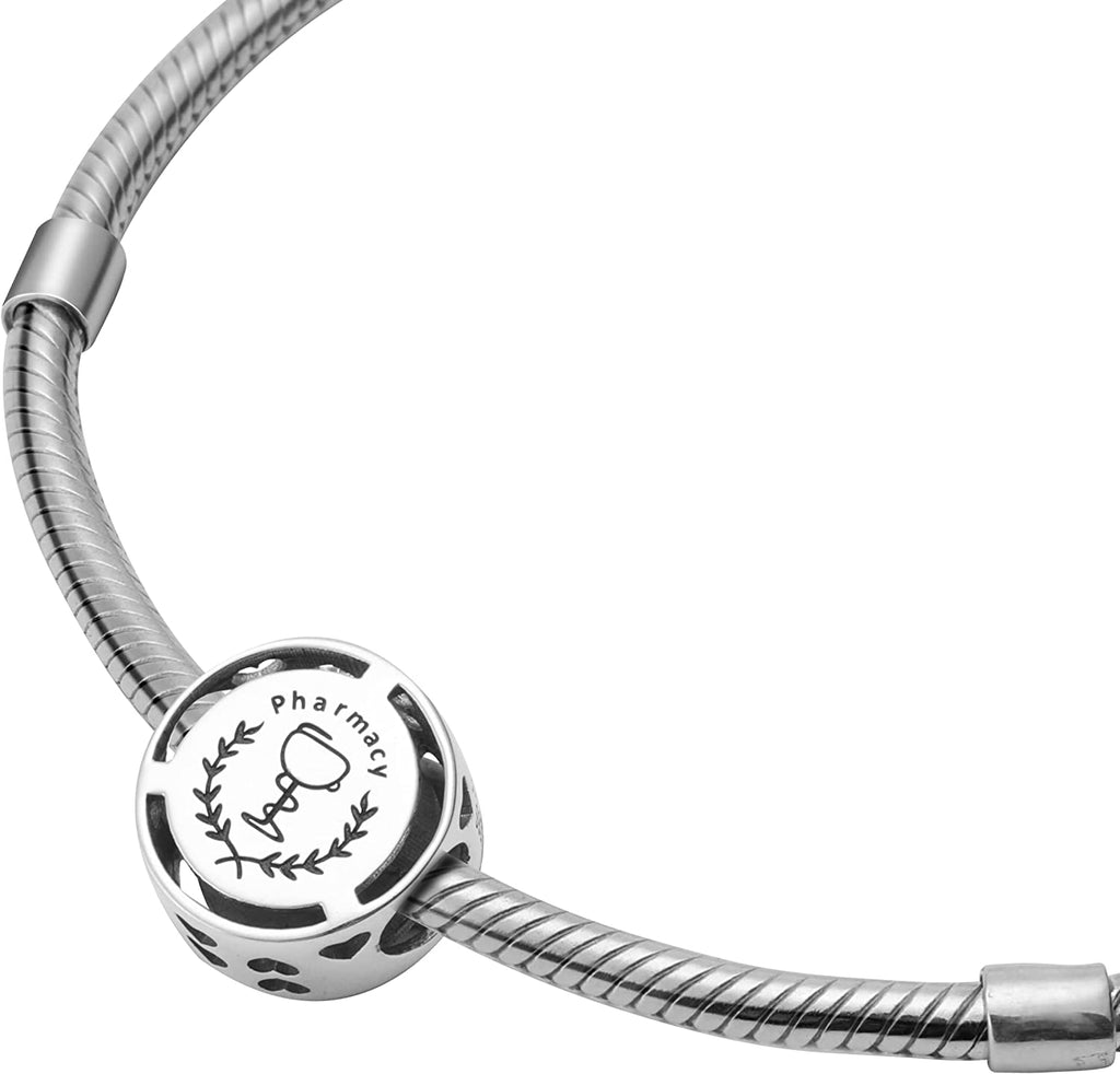 Pharmacy Pharmacist Sterling Silver Bead Charm - Bolenvi Pandora Disney Chamilia Cartier Tiffany Charm Bead Bracelet Jewelry 