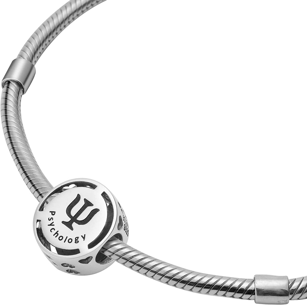 Psychology Psychologist Sterling Silver Bead Charm - Bolenvi Pandora Disney Chamilia Cartier Tiffany Charm Bead Bracelet Jewelry 