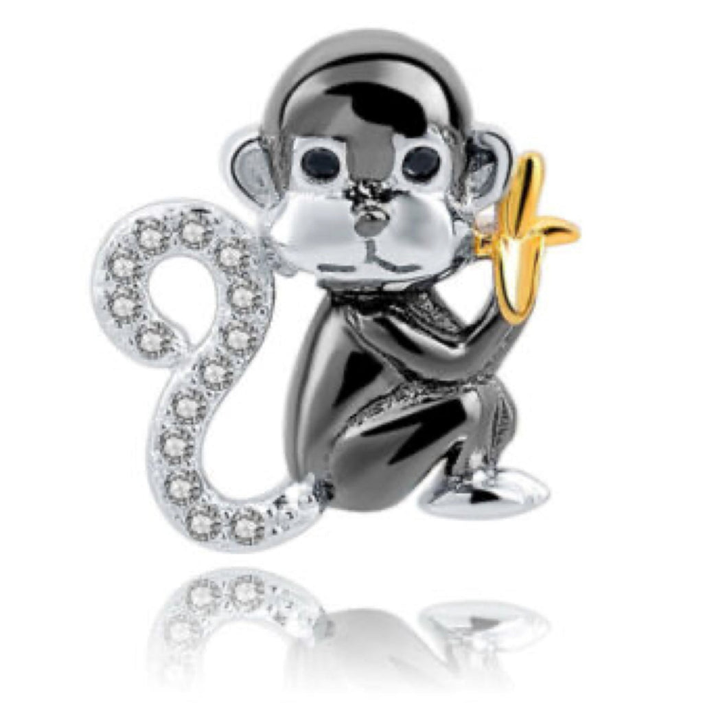 Cute Monkey Golden Banana Charm Sterling Silver Bead Charm - Bolenvi Pandora Disney Chamilia Cartier Tiffany Charm Bead Bracelet Jewelry 