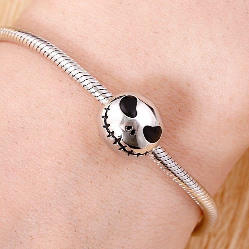 Jack Skellington Sterling Silver Bead Charm - Bolenvi Pandora Disney Chamilia Cartier Tiffany Charm Bead Bracelet Jewelry 