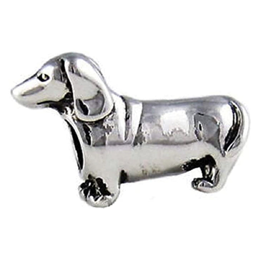 Doxie Dachshund Hound Sterling Silver Bead Charm - Bolenvi Pandora Disney Chamilia Cartier Tiffany Charm Bead Bracelet Jewelry 